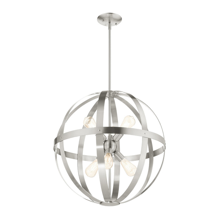 Livex Lighting 49646-91 Six Light Chandelier, Brushed Nickel