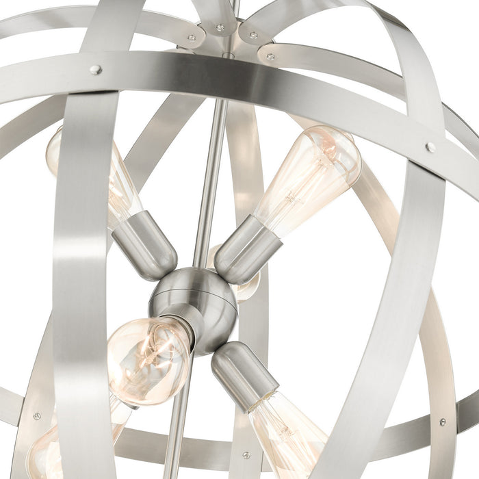 Livex Lighting 49646-91 Six Light Chandelier, Brushed Nickel