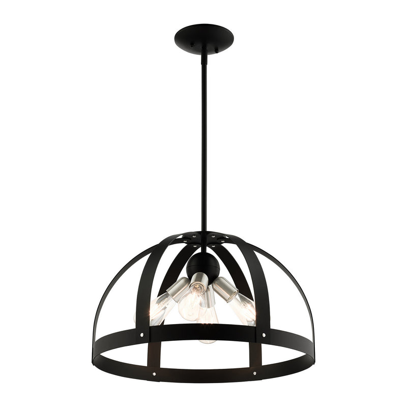 Livex Lighting 49647-14 Four Light Chandelier, Textured Black w/ Brushed Nickels