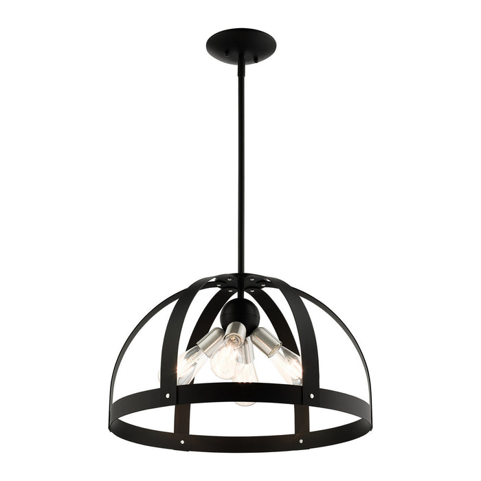 Livex Lighting 49647-14 Four Light Chandelier, Textured Black w/ Brushed Nickels