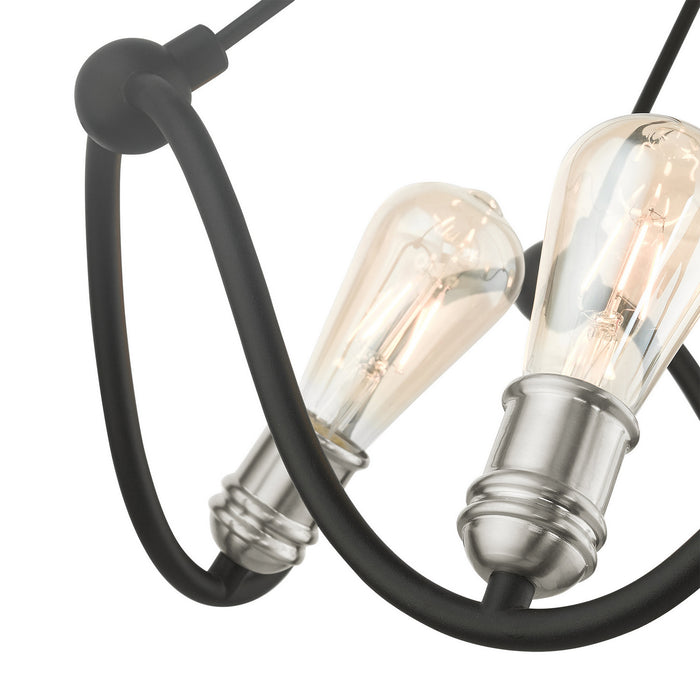 Livex Lighting 49733-14 Four Light Chandelier, Textured Black w/ Brushed Nickels