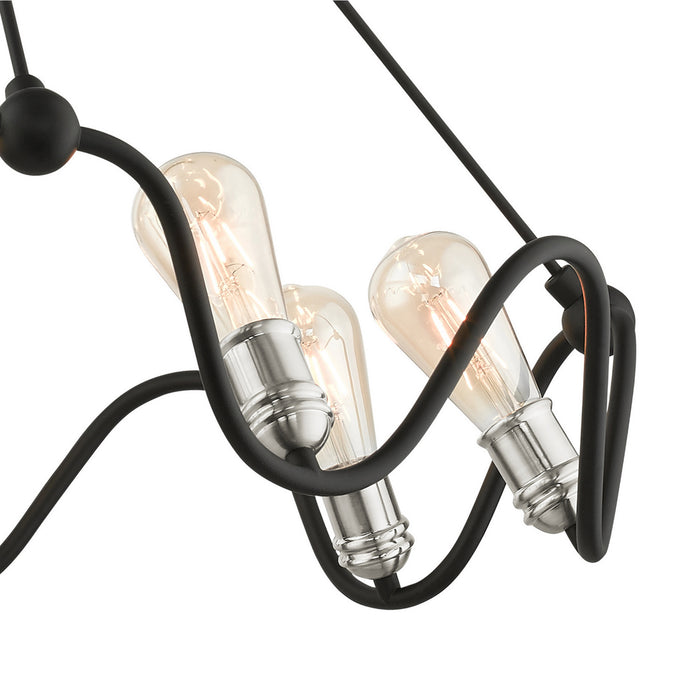 Livex Lighting 49736-14 Eight Light Chandelier, Textured Black w/ Brushed Nickels