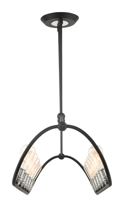Livex Lighting 49738-14 Ten Light Linear Chandelier, Textured Black w/ Brushed Nickels