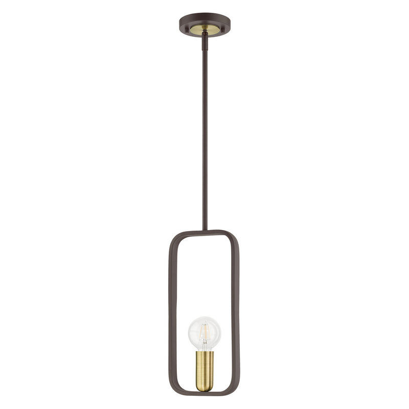 Livex Lighting 49741-07 One Light Pendant, Bronze w/ Antique Brasss