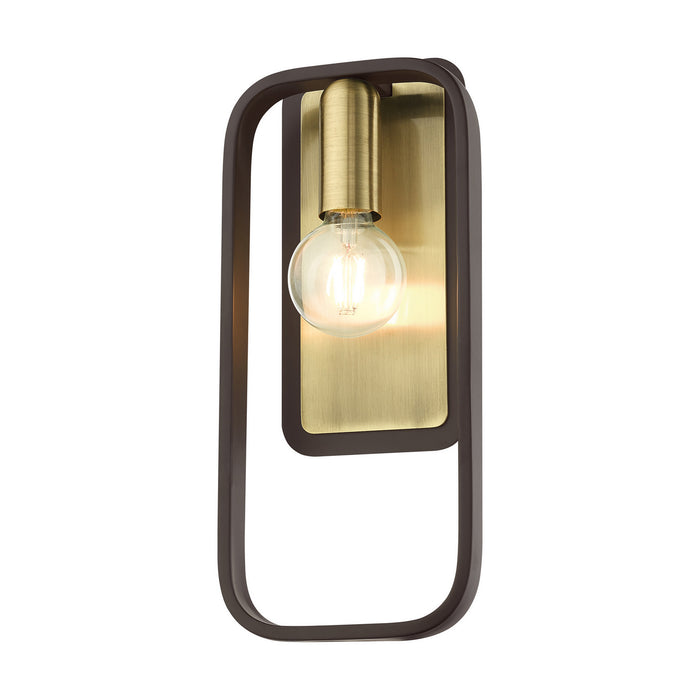 Livex Lighting 49742-07 One Light Wall Sconce, Bronze w/ Antique Brasss