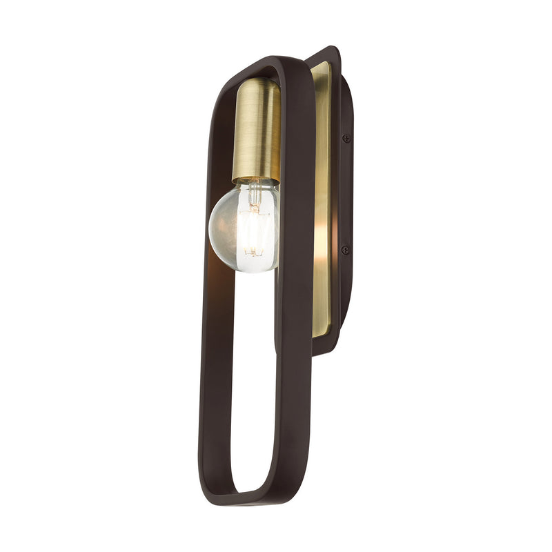 Livex Lighting 49742-07 One Light Wall Sconce, Bronze w/ Antique Brasss