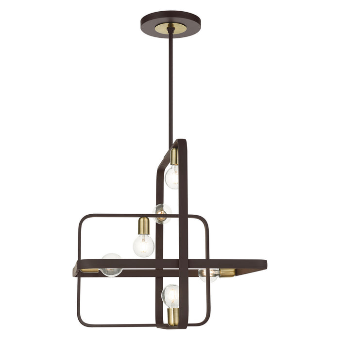 Livex Lighting 49745-07 Six Light Chandelier, Bronze w/ Antique Brasss