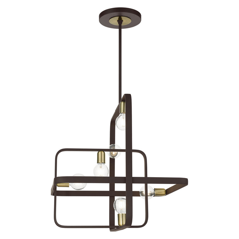 Livex Lighting 49745-07 Six Light Chandelier, Bronze w/ Antique Brasss