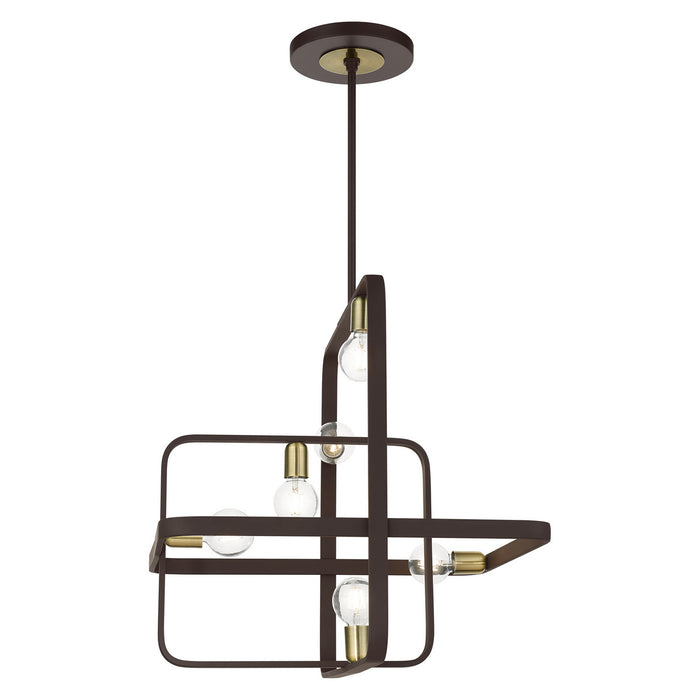 Livex Lighting 49745-07 Six Light Chandelier, Bronze w/ Antique Brasss