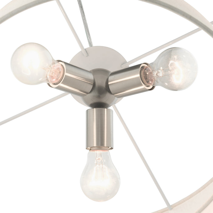 Livex Lighting 49803-91 Three Light Pendant, Brushed Nickel