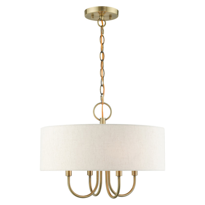 Livex Lighting 49804-01 Four Light Chandelier, Antique Brass