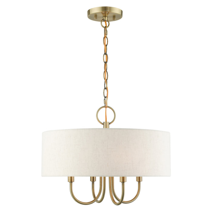 Livex Lighting 49804-01 Four Light Chandelier, Antique Brass