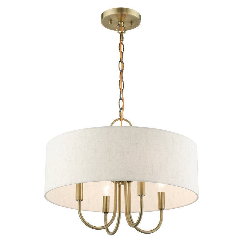 Livex Lighting 49804-01 Four Light Chandelier, Antique Brass