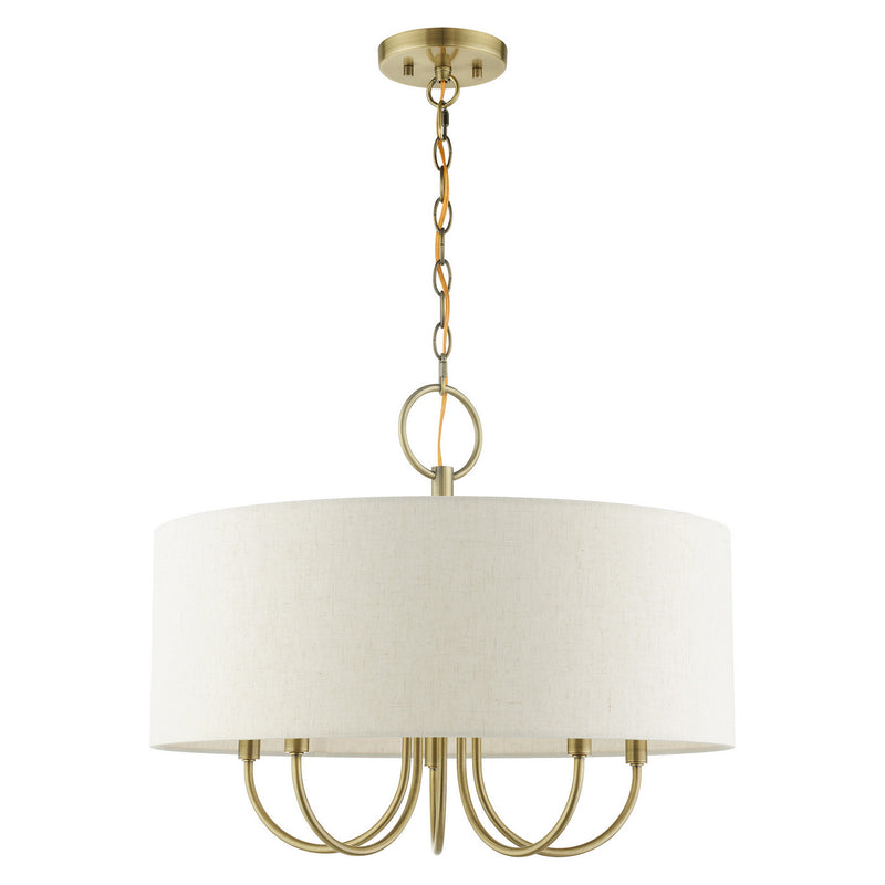 Livex Lighting 49805-01 Five Light Chandelier, Antique Brass