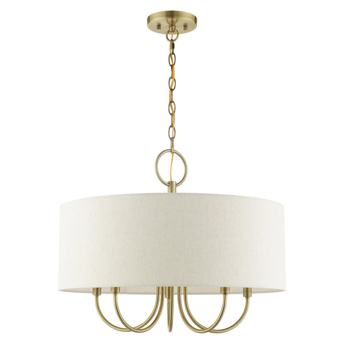 Livex Lighting 49805-01 Five Light Chandelier, Antique Brass