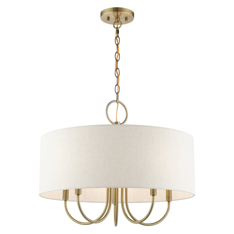 Livex Lighting 49805-01 Five Light Chandelier, Antique Brass