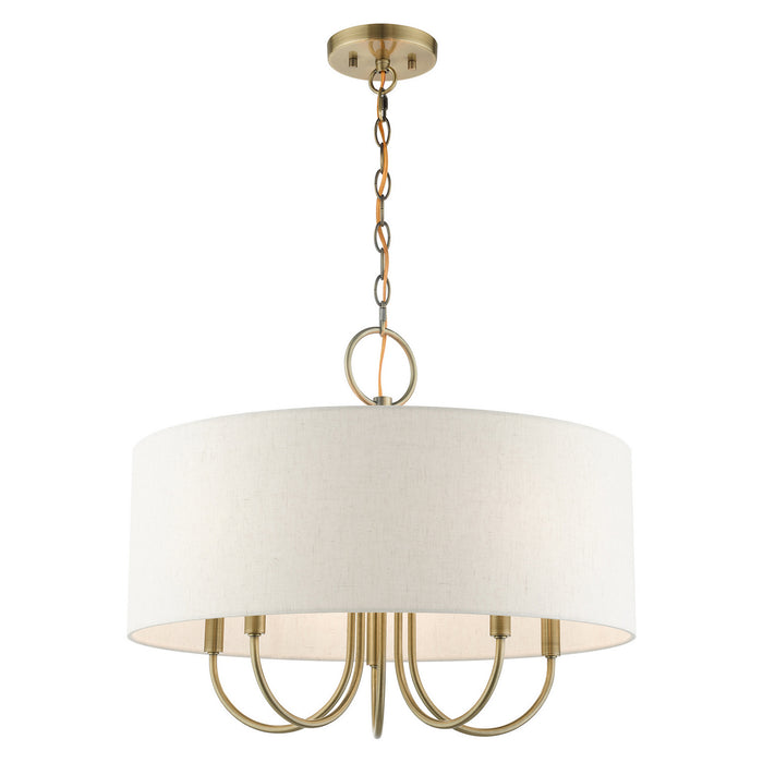 Livex Lighting 49805-01 Five Light Chandelier, Antique Brass