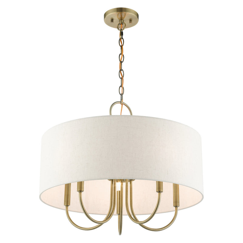 Livex Lighting 49805-01 Five Light Chandelier, Antique Brass