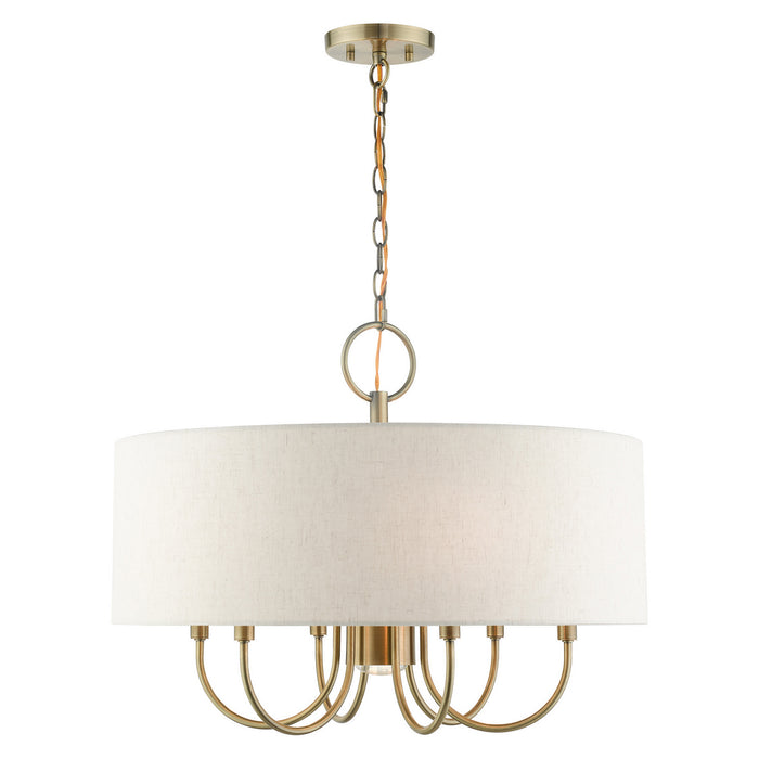 Livex Lighting 49806-01 Seven Light Chandelier, Antique Brass