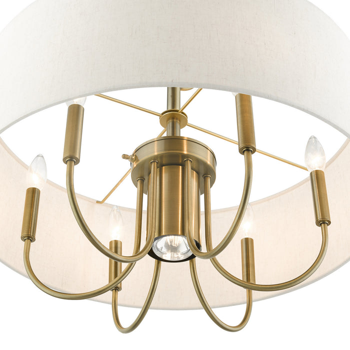 Livex Lighting 49806-01 Seven Light Chandelier, Antique Brass