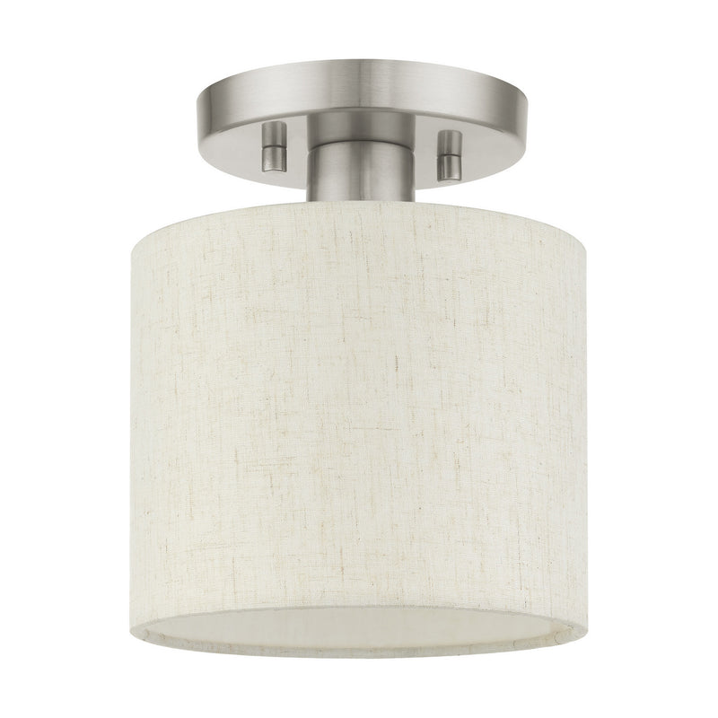 Livex Lighting 49807-91 One Light Semi Flush Mount, Brushed Nickel