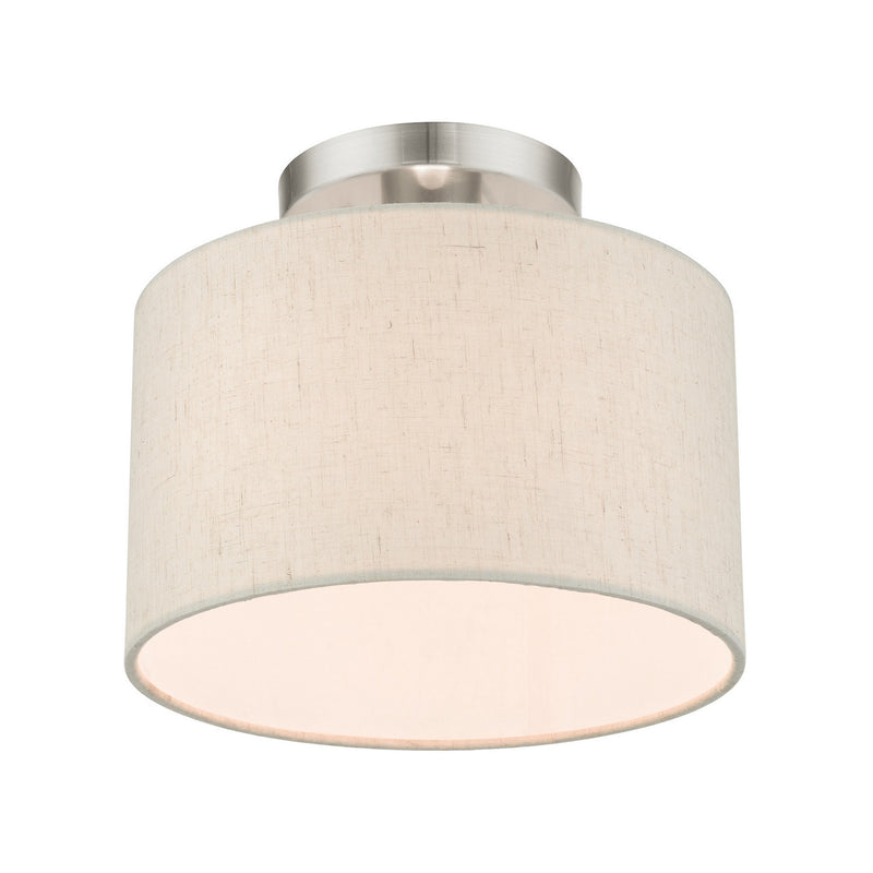 Livex Lighting 49808-91 One Light Semi Flush Mount, Brushed Nickel