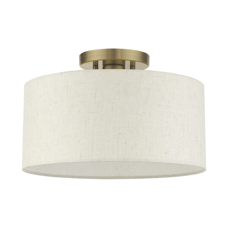 Livex Lighting 49809-01 One Light Semi Flush Mount, Antique Brass