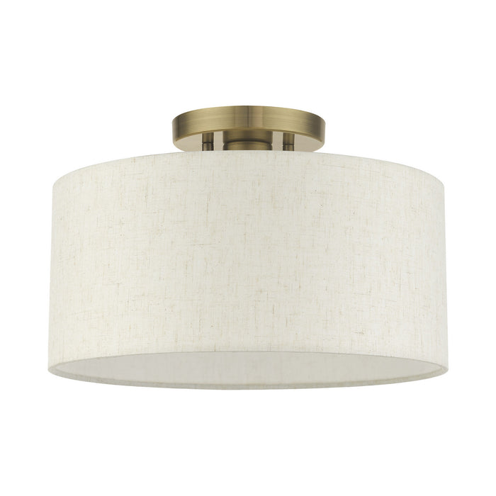 Livex Lighting 49809-01 One Light Semi Flush Mount, Antique Brass
