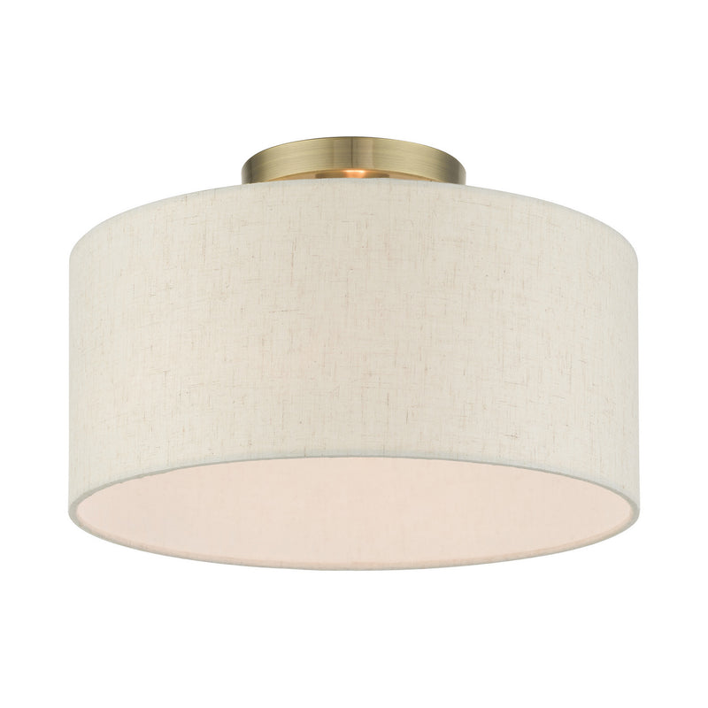 Livex Lighting 49809-01 One Light Semi Flush Mount, Antique Brass