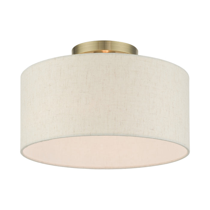 Livex Lighting 49809-01 One Light Semi Flush Mount, Antique Brass