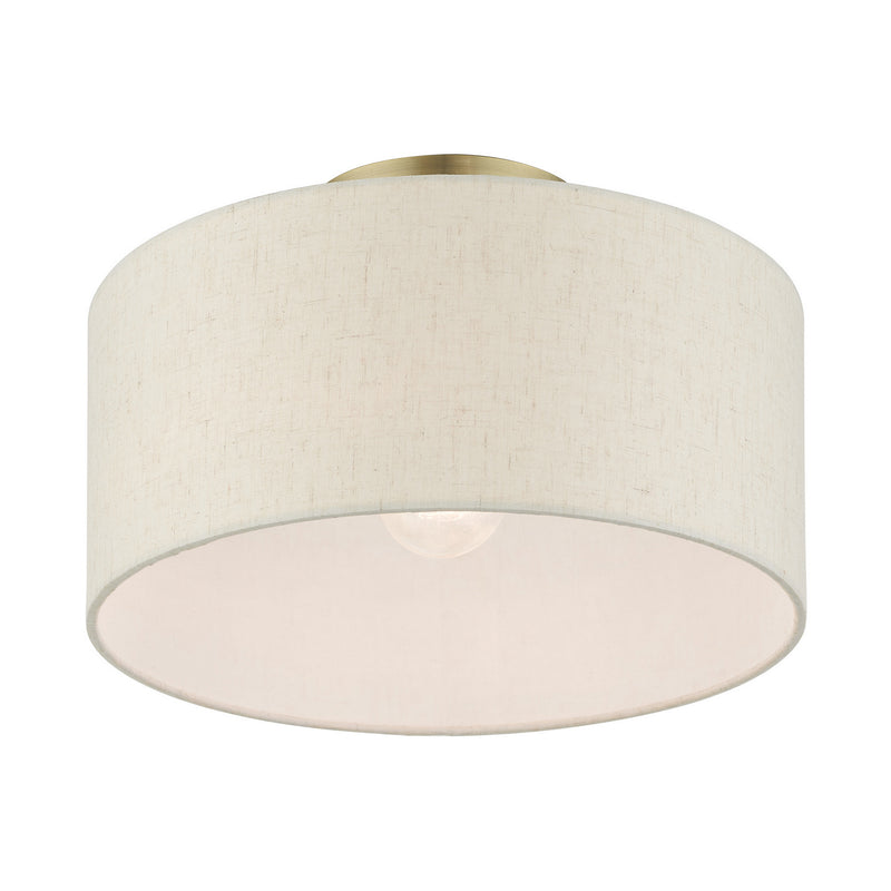 Livex Lighting 49809-01 One Light Semi Flush Mount, Antique Brass