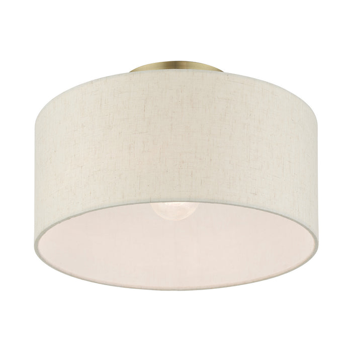 Livex Lighting 49809-01 One Light Semi Flush Mount, Antique Brass