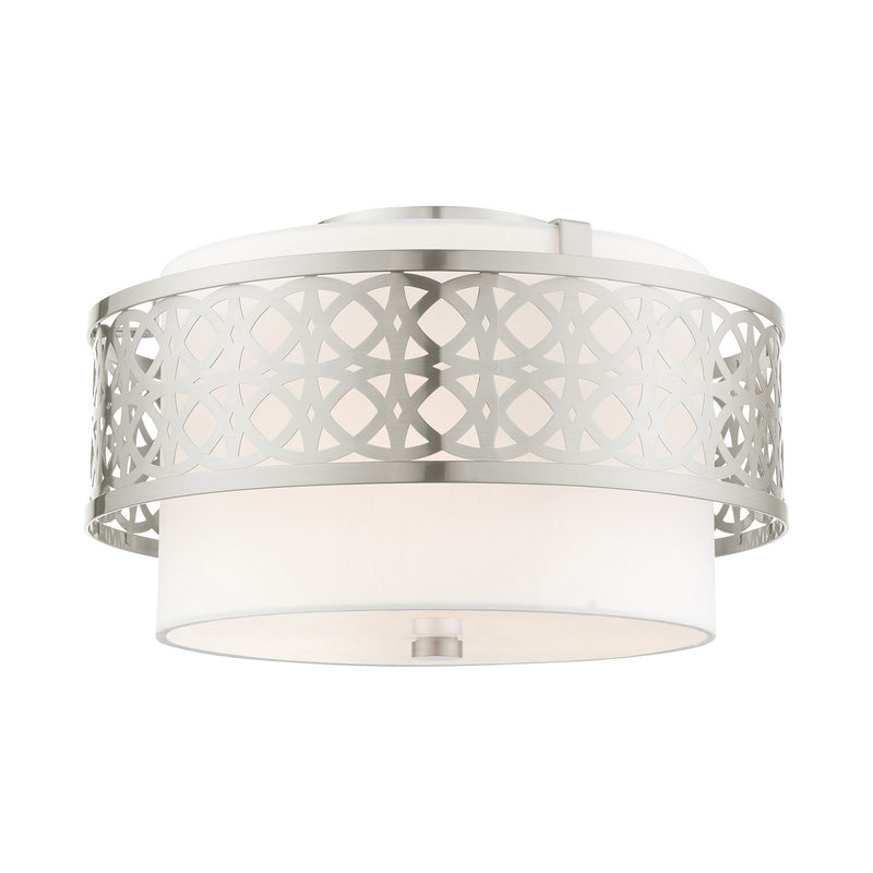 Livex Lighting 49863-91 Three Light Semi Flush Mount, Brushed Nickel