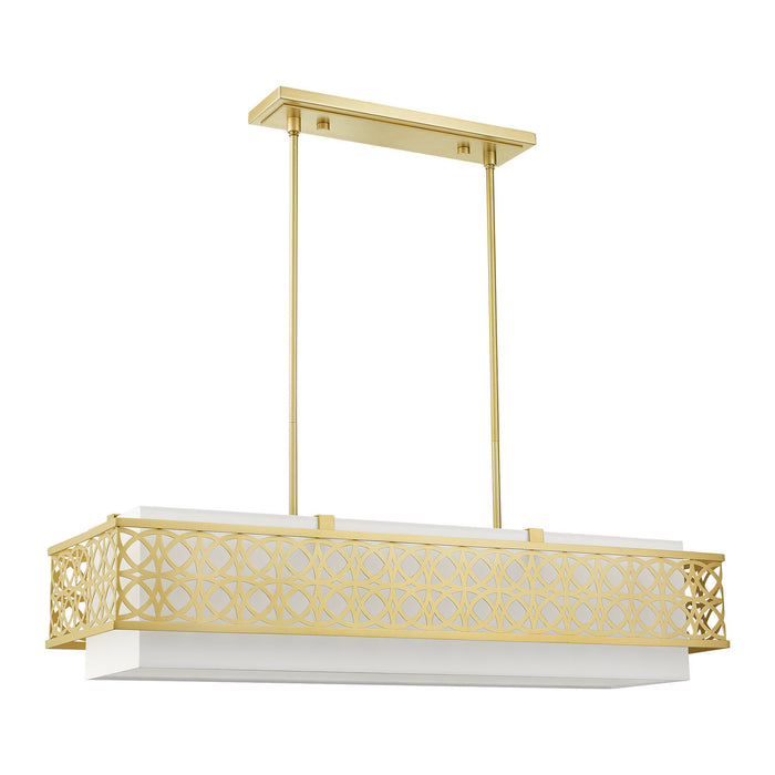 Livex Lighting 49868-33 Six Light Linear Chandelier, Soft Gold