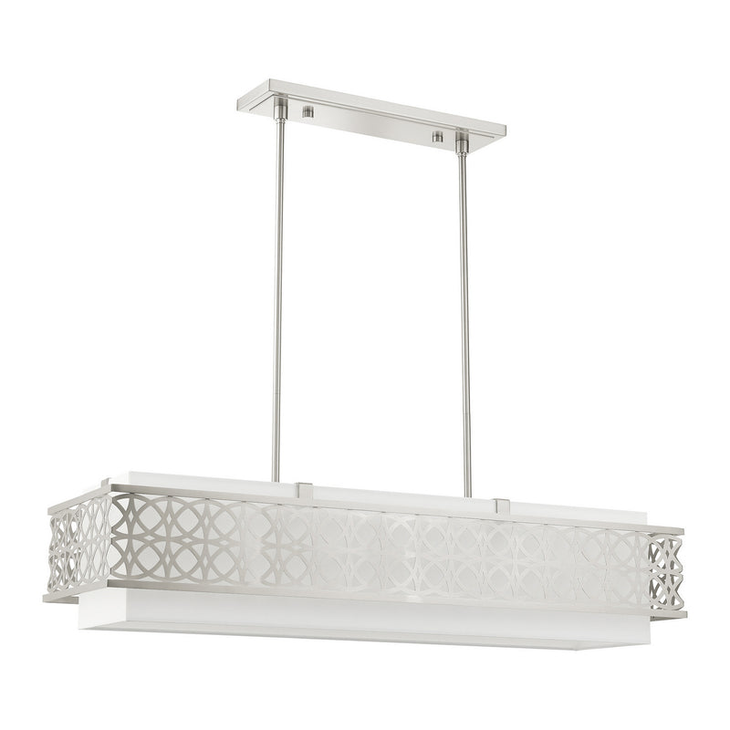 Livex Lighting 49868-91 Six Light Linear Chandelier, Brushed Nickel