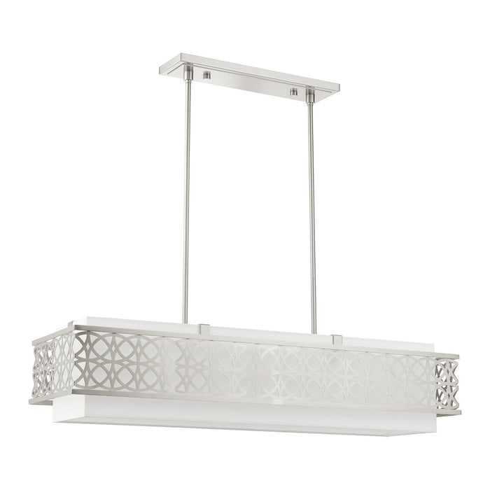 Livex Lighting 49868-91 Six Light Linear Chandelier, Brushed Nickel