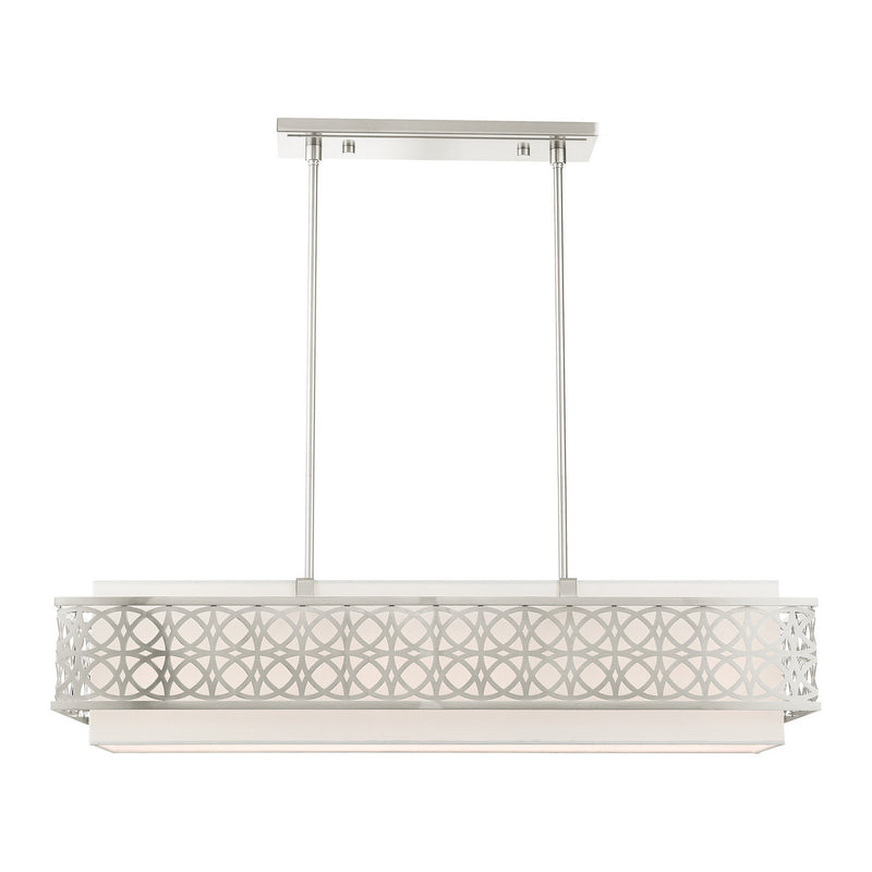 Livex Lighting 49868-91 Six Light Linear Chandelier, Brushed Nickel