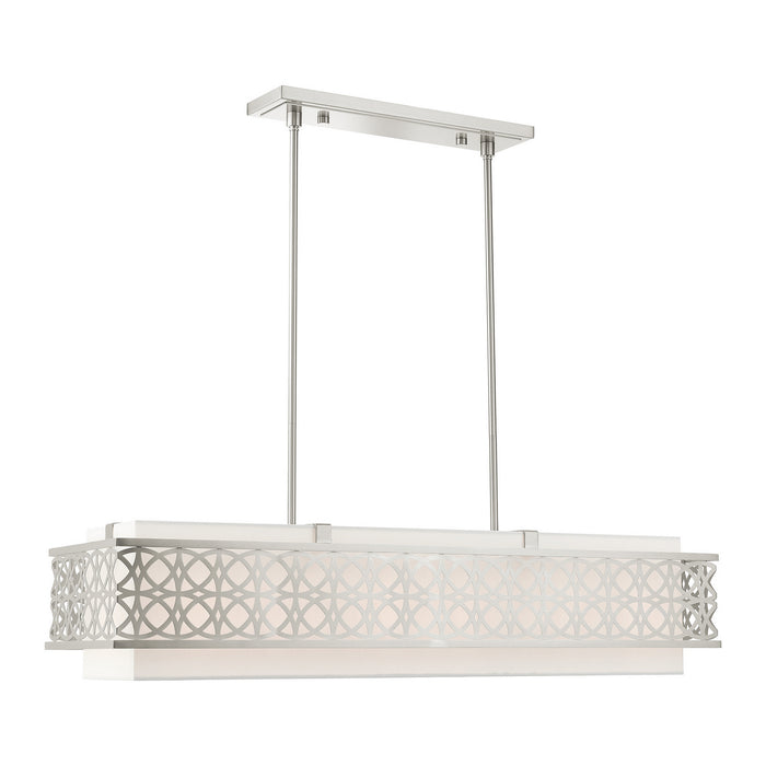 Livex Lighting 49868-91 Six Light Linear Chandelier, Brushed Nickel