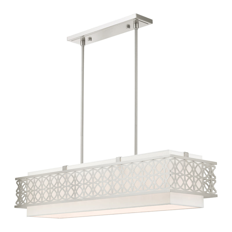 Livex Lighting 49868-91 Six Light Linear Chandelier, Brushed Nickel