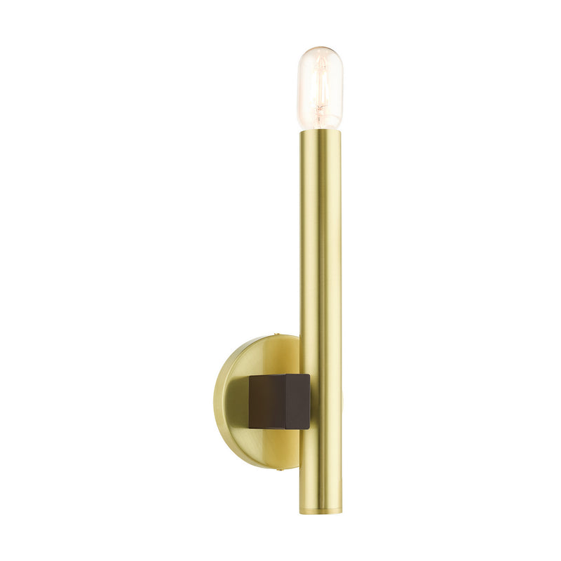 Livex Lighting 49991-12 One Light Wall Sconce, Satin Brass w/ Bronzes