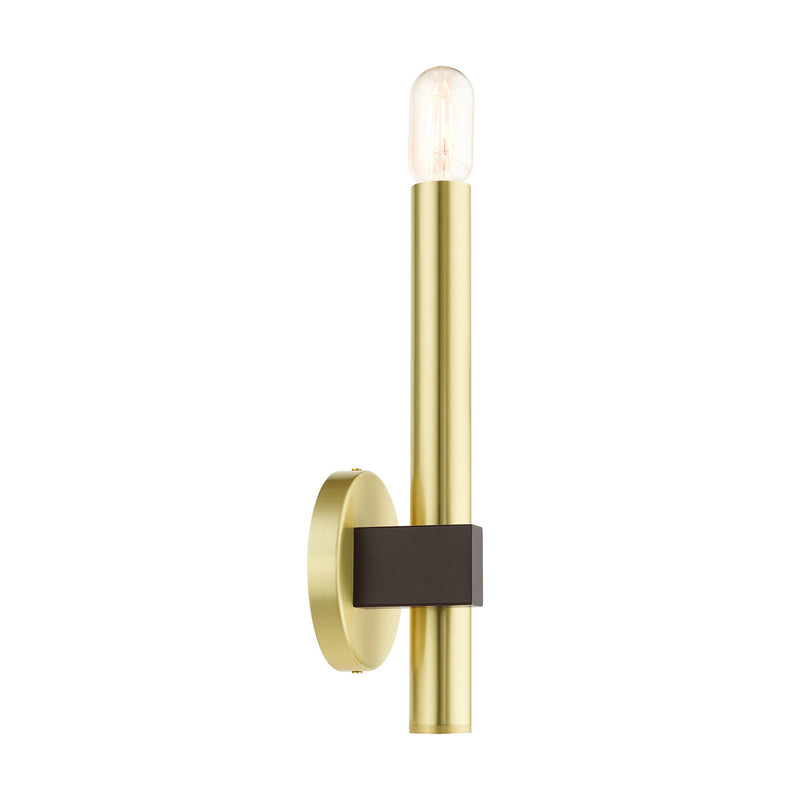 Livex Lighting 49991-12 One Light Wall Sconce, Satin Brass w/ Bronzes