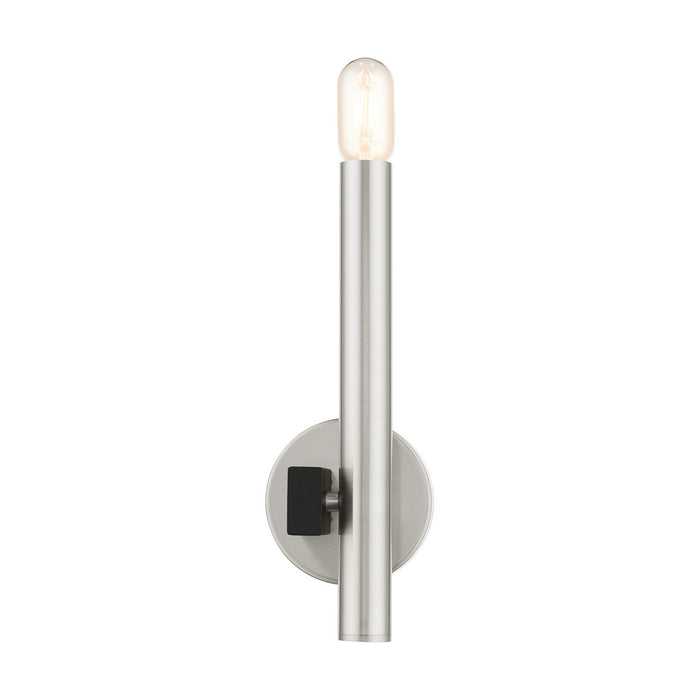 Livex Lighting 49991-91 One Light Wall Sconce, Brushed Nickel w/ Blacks