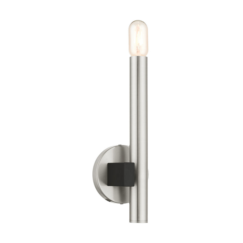 Livex Lighting 49991-91 One Light Wall Sconce, Brushed Nickel w/ Blacks