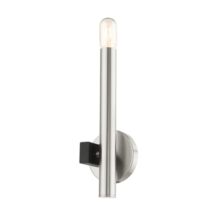 Livex Lighting 49991-91 One Light Wall Sconce, Brushed Nickel w/ Blacks