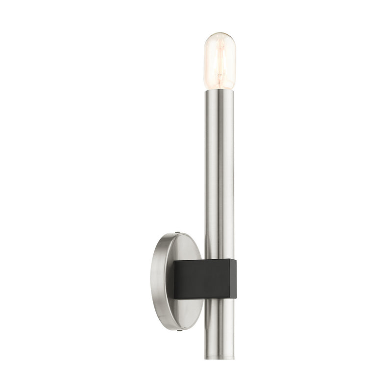 Livex Lighting 49991-91 One Light Wall Sconce, Brushed Nickel w/ Blacks