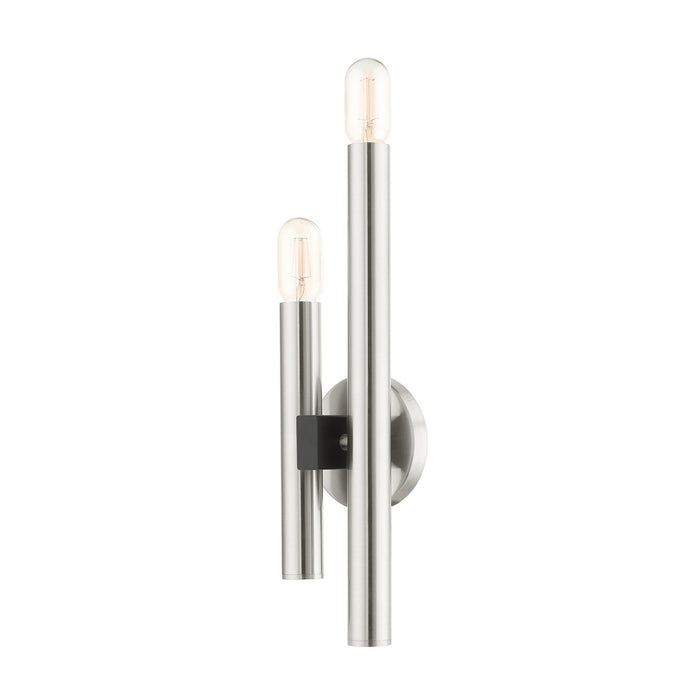 Livex Lighting 49992-91 Two Light Wall Sconce, Brushed Nickel w/ Blacks