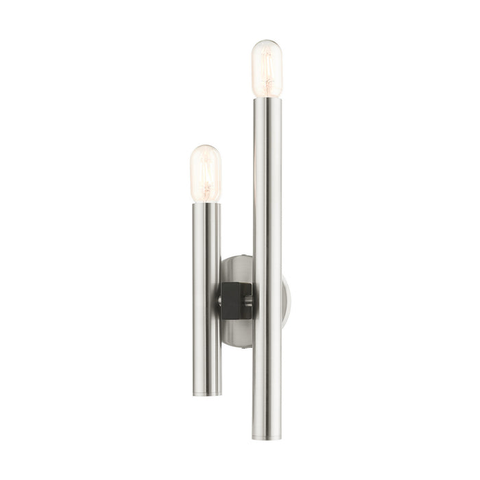 Livex Lighting 49992-91 Two Light Wall Sconce, Brushed Nickel w/ Blacks