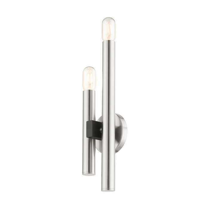 Livex Lighting 49992-91 Two Light Wall Sconce, Brushed Nickel w/ Blacks
