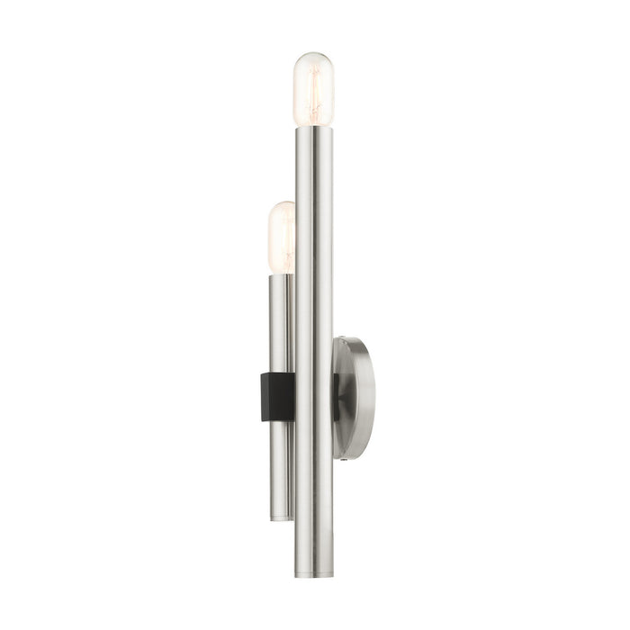 Livex Lighting 49992-91 Two Light Wall Sconce, Brushed Nickel w/ Blacks