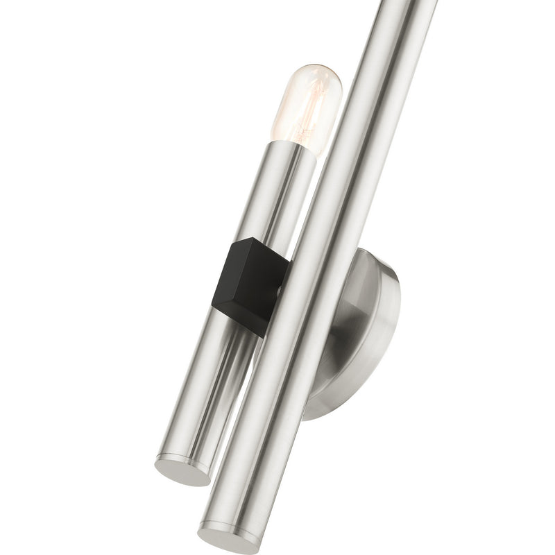 Livex Lighting 49992-91 Two Light Wall Sconce, Brushed Nickel w/ Blacks